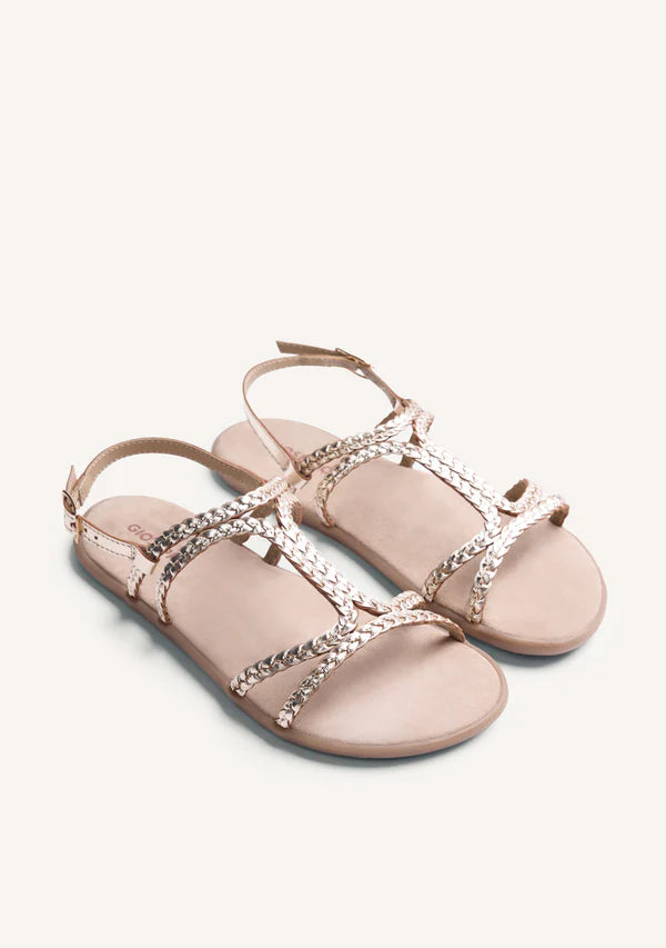 SANDALIA GIOSEPPO BAREFOOT TRENZADO PLATINO
