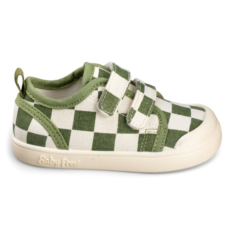 ZAPATILLA LONA BAREFOOT BABY FREE VERDE CUADROS