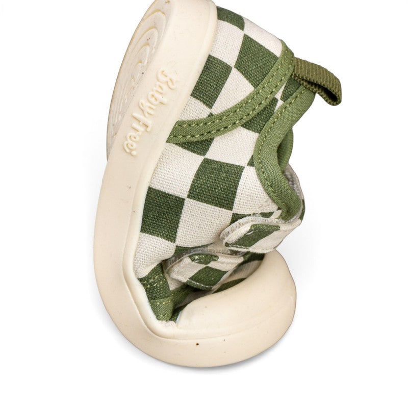 ZAPATILLA LONA BAREFOOT BABY FREE VERDE CUADROS